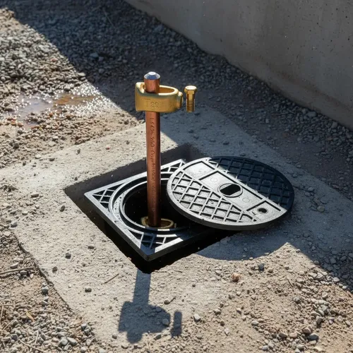 Caja de inspección instalada sobre sistema de puesta a tierra